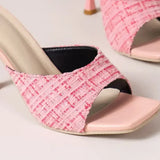 High Slippers Women Pumps Peep Toe Mules Sandals Sexy Office Lady Stiletto Sandals Thin Heels Pink Wedding Shoes 2025