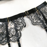 Toucheart 5 Piece Sexy Embroidery Underwear Set for Women Mesh Patchwork See-through Halter Underwear Garters Sexy Lingerie Set