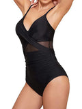 S - XXL Sexy Mesh See Through Women Swimwear One Piece Swimsuit Women's Swimwear Ruched Push Up Bathing Suit Swim Beach Wear