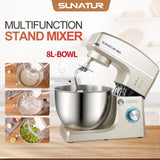 SUNATUR 8L Stand Mixer 1500w Electric Food Processor Commercial auto Dough Kneader planetary mixer Timed ferment Filling Mixer