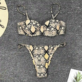 Snake Skin Underwired Bikini Female Swimsuit Two-Pieces Bikini Set High Leg Cut Women Swimwear Bather Bathing Suit Swim V1599