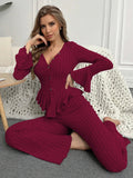 Autumn Winter Two Pieces Pajamas Sets Women Sleepwear Sexy V Neck Long Sleeve Tops and Trousers Set Loungewear Home Clothes