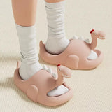 Women Dinosaur Slippers Summer Outdoor Indoor Shoes Soft Sole Non Slip Funny Slides Parent Children Home Floor Footwear
