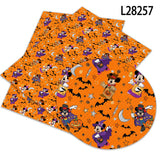 Halloween Disney Mickey Cartoon Print Artificial leather DIY Earring Hair Bow Bag Crafts  faux Leather  22X30CM litchi