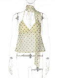 FDYOUI Y2K Bandage Polka Dot Crop Top Women 2026 Summer Sexy Halter Lace-up Camisoles Girls Chic Backless Tanks Tops Streetwear