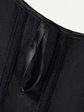 Corset Top Thin Without Lace Deep Red Body Shaping Chest Support Waist Tie Waist Tightening Corset Casaul Pure Desire Style Y43R