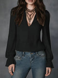 2026 Spring Women's Shirts European and American Fashion Long Sleeve Tops Solid Color Korean Style Lapel Shirts with Ruffles