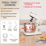 SUNATUR Electric Stand Mixer Professional Kitchen Mixer Egg Beater Cream Whisk Dough Mixer Home Commercial Use