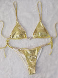 Snake Skin Rhinestone Diamond Bikini Female Swimsuit Women Swimwear Two-pieces Bikini Set High Cut Halter Bathing Suit Swim Lady