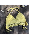 S - XL 9 Colors Crochet Knitted Bikini Top Female Swimsuit Women Swimwear Bather Bathing Suit Swim Hollow Out Beach Top V4194