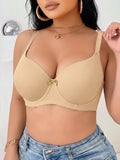 Plus Size Women's B C D Thin Cup Ribbed Push Up Bra Wide Straps Underwire Side gather Lingerie Comfort Ladies Brassiere