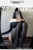 Slim Fit Open Crotch Stockings Sexy Cross Erotic Pantyhose Glossy Black Hollow Out Solid Color Smooth Pure Desire Pantyhose QLJD