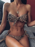 2026 Sexy Bikini Bandeau Women Dot Leopard Bowknot Swimwear Swimsuit Female Beach Bikinis Set Bathing Suit Trajes De Bano Mujer