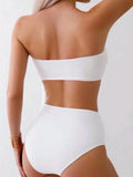 XS - XL 3D Flower Female Bandeau Swimsuit High Waist Bikini Women Swimwear Two-pieces Bikini Set Bather Bathing Suit Swim Lady