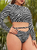 2026 Large Plus Size Swimsuit Women Long Sleeves High Waist Swimwear Female Beach Wear Bathers Bathing Swimming Swim Suit