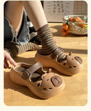 2025 New Cute Cartoon Slippers For Women Fashion Clogs Anti-slip Summer Shoes Girls Street Sandals 2 Way Wear Beach Slides