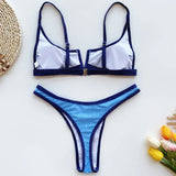 Splicing V Shaped Micro Thong Bikini Women Swimsuit Female Swimwear Two Pieces Bikini Set Push Up Bathing Suit Swim Beachwear