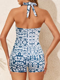 2026 Halter Swimsuit One Piece Printed Swimwear Women Sexy Vintage Bathers Bathing Swimming Swim Suit Female Beachwear