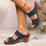 Plus Size Women's High Heels Platform Sandals Lightweight Thick Heel Summer Slippers Woman Comfort Non Slip Sandalias De Mujer