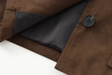 Foridol Buttons Brown Suede Jacket Autumn for Women Pockets Casual Turn Down Collar Short Jacket Femme Veste Chic New Coat