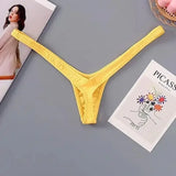 4PCS Thong Sexy Low Waist Mini Panties Deep V Thong Women's Breathable One Line Bikini Bottom Thong Female Panty Women Underwear