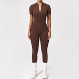 With Zipper Hollow Back Yoga Jumpsuit Sportswear Women Gym Clothes Running Fitness Yoga Backless Bodysuit