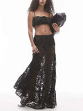 Mesh Sheer Lace Skirts Women High Waist Street Fashion Loose Hollow Out Long Skirt Party Sexy Patchwork Clubwear 2026 50JZ