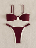 ZTVitality Sexy Patchwork Bikinis Push Up Bikini 2026 New Arrival Padded Bra Mid Waist Swimsuit Women Swimwear Summer Beachwear