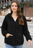 Phantasy Woman Hooded Fleece Coat Womens Casual Jacket Soft Heavy Autumn Winter Solid Hooded Jacket Ladies Outwear Overcoat