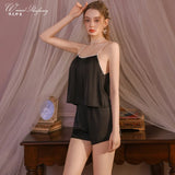 Elegant New Home Wear Set Sexy Women's Pajamas With Chest Pads Pure Desire Camisole And Sleep Pants Two-piece Sets Casual XWEX