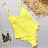 2026 V Neck Scrunch Butt Female Swimwear One Piece Swimsuit Women Backless Monokini Sexy High cut Bathing Suit Swim Bodysuit