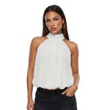 Women Summer Halter Top Sleeveless Backless Solid Color Loose Vest for Club Party