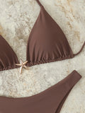 Halter Triangle String Bikinis 2026 Women Sexy Swimsuit Solid Starfish Swimwear Female Bathers Bathing Swimming Swim Suit