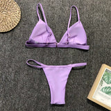 New Sexy Padded Brazilian Bikini Women Swimwear Female Swimsuit Two-Pieces Bikini Set Solid Bather Bathing Suit Swim Lady V64A