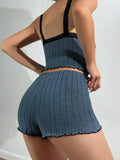 Women Sleepwear Summer Sling 2 Pieces Pajamas Set Homewear Female Sense Lace Crop Tops and Shorts Pijamas Loungewear