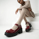 2026 Plus Size 44 Sweet Violet Mary Janes Pumps Gothic Black Red 6cm Square Heels Cute Lolita Platform Shoes Women