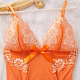 Women's Contrast Floral Nightdress Set Dress Sleepwear With Thongs Nightdress Underwear Babydoll