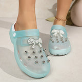 Pearls Bow Decor Platform Mules Sandals Women 2026 Anti Slip Sole Slip On Clogs Shoes Woman Breathable Thick Botom Beach Sandles