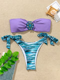 Rhinestone Flower Accessories Swimsuit Women 2026 2-piece Mini Bikini Sexy Strapless Backless Bathing Suit Summer Beach Swimwear