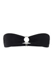 2026 Sexy Black Bikini Set Women‘s Bandeau Swimsuit with Metal Ring, Low Waist Brazilian Bottom Beach Vacation Two Piece