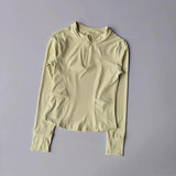 Women's Slim Fit Long Sleeved Yoga Exercise Top Elastic Half Zipper Fitness Suit for Active Wear