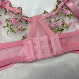 Pink Lingerie Woman Lace Underwear Fairy Embroidery Brief Sets Bra Panties Kits Breves Sets