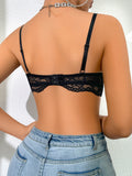 Sexy Women's Black Lace Underwire Bra Sheer Floral Lace Push Up Bralette Comfortable Unlined Lingerie