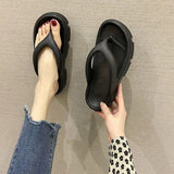 Thick Sole Wedges Flip Flops For Women 2025 Summer Clip  Platform Sandals Woman Non-slip Beach Slippers Girls Outdoor Slides