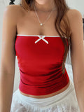 Spring Summer Women's Top Basic Bow Crop Top Lady Sweet Casual Tank Top Vacation Beach Dress up Korean Blouse Female Clothes