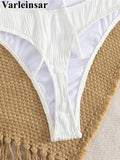 S - XL Sexy Pearls Wrinkled V Neck Women Swimwear One Piece Swimsuit Female Backless High Cut Leg Bather Bathing Suit Swim V7720