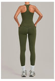 Women's Seamless Yoga Sets Sports Fitness Hip-lifting High Waist Pant Sleeveless Backless Suits Workout Running Leggings Sets