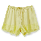 Summer Women's Casual Solid Satin Shorts Loose Fit Stylish Lace Trim Mid Rise Drawstring Shorts Lace Trim Lounge Bottoms
