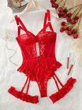 Floral Lace Garter Lingerie Set With Choker Women Intimates 2025 Underwire Bra And Thongs Ladies Underwear Set