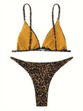 High Cut Micro Bikini Women Brown Leopard Bandage Push Up Bra Swimsuit Sexy Bathing Suit Padded Thong Swimwear Biquini 2026